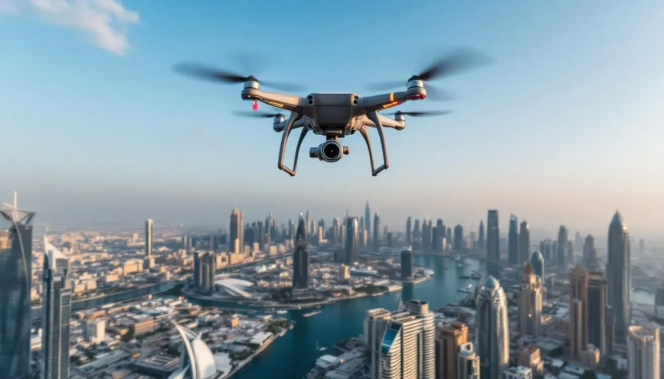 Camera drone over Dubai - film production in United Arab Emirates